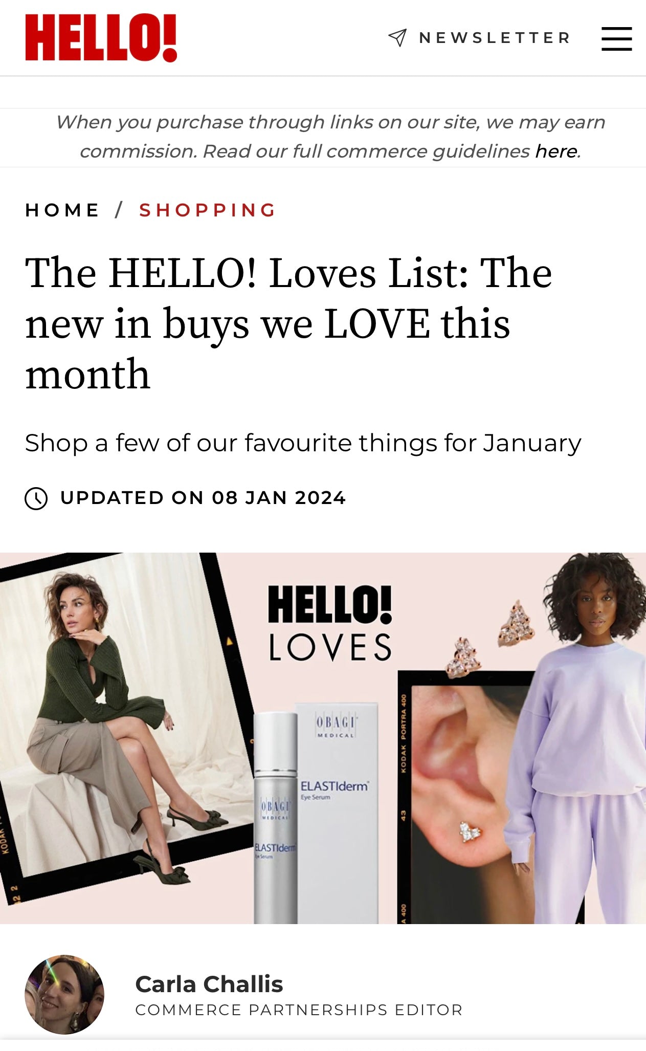 lavender purple oversized sweatshirt and joggers in Hello Magazine love list article.