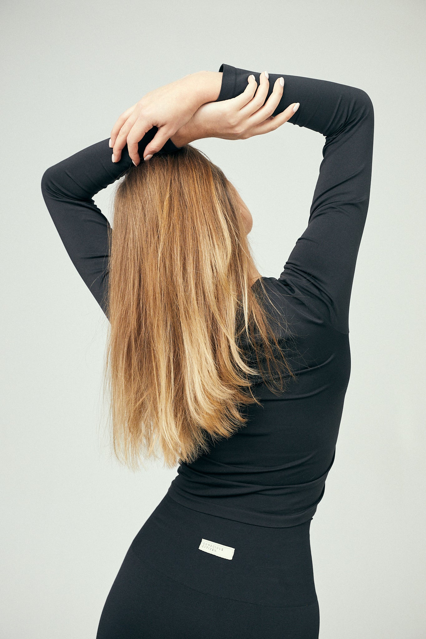 Black long sleeve t-shirt made from recycled materials