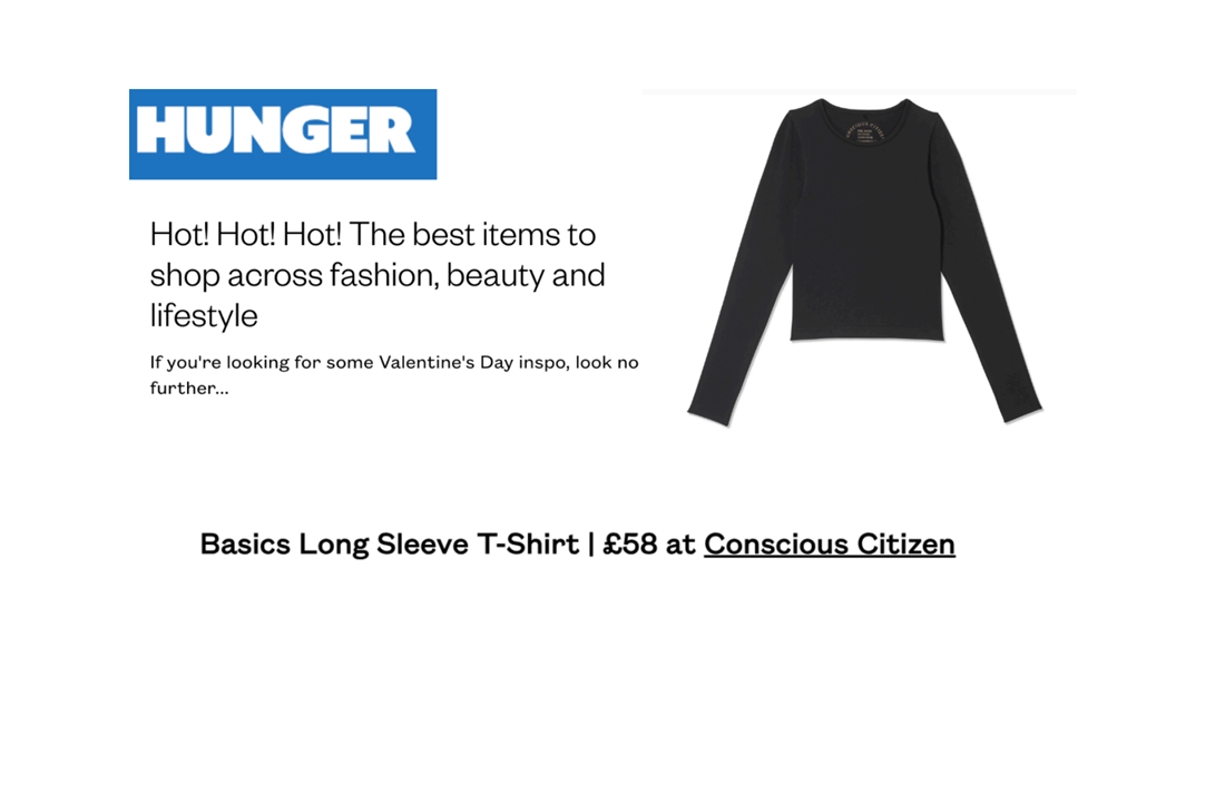 Hunger article featuring black long sleeve t-shirt